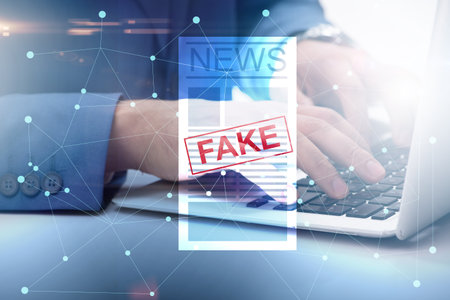 Fake news concept in information manipulation conceptの写真素材