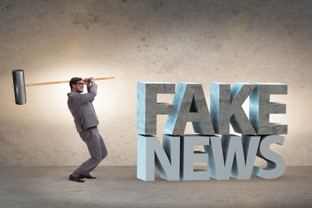 Fake news concept in information manipulation conceptの写真素材