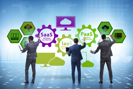 PAAS IAAS SAAS concepts with businessmanの写真素材