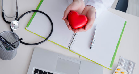 Doctor checking up heart in medical concept