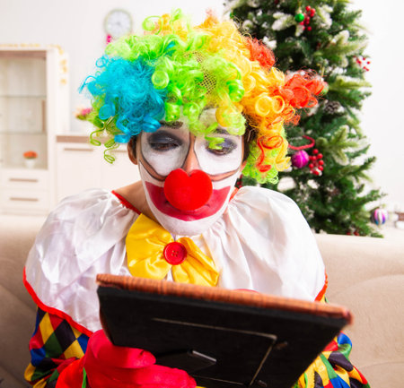 Funny clown in Christmas celebration conceptの写真素材