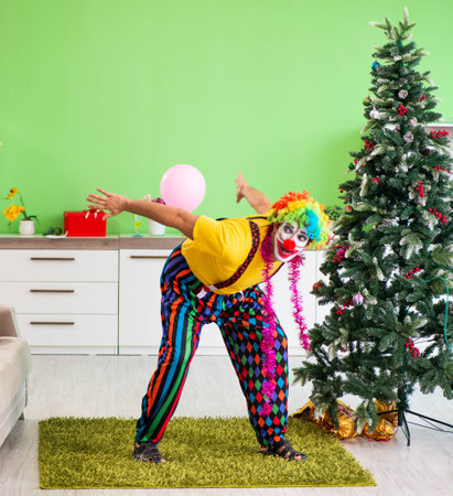 Funny clown in Christmas celebration conceptの写真素材