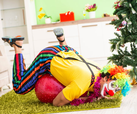 Funny clown in Christmas celebration conceptの写真素材