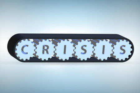 Concept of conveyor belt with crisis
