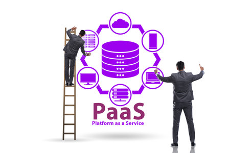 Platform as a service concept with businessmanの写真素材