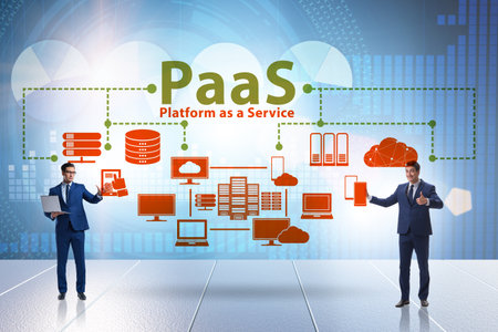 Platform as a service concept with businessmanの写真素材