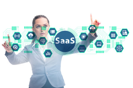 Software as a service - SaaS concept with businesswomanの写真素材