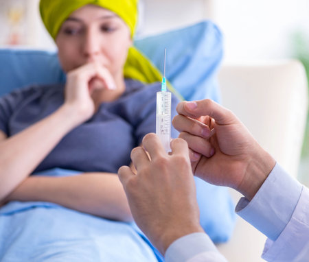 Cancer patient visiting doctor for medical consultation in cliniの写真素材