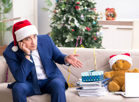 Busy employee working from homeの写真素材