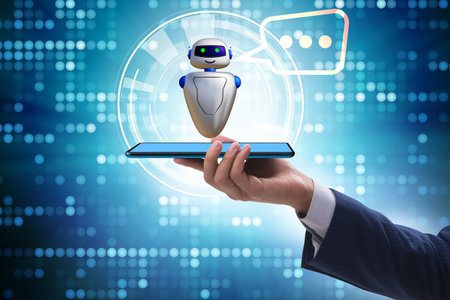 Concept of chat bot in modern business communicationの写真素材