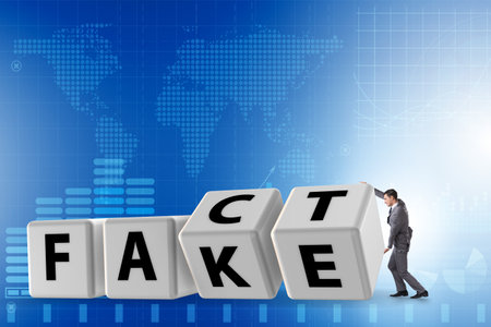 Face or fact concept with turning cubesの写真素材