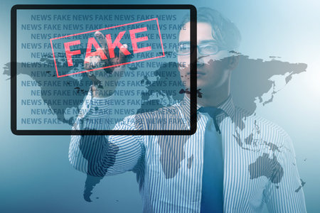 Fake news concept in information manipulation conceptの写真素材