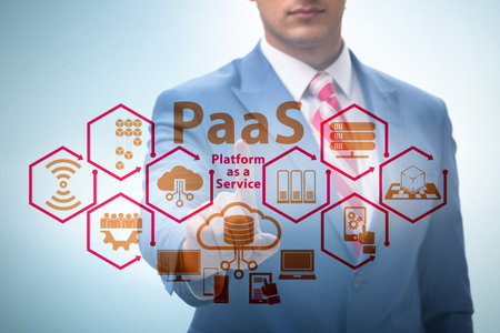 Businessman in platform as a service conceptの写真素材