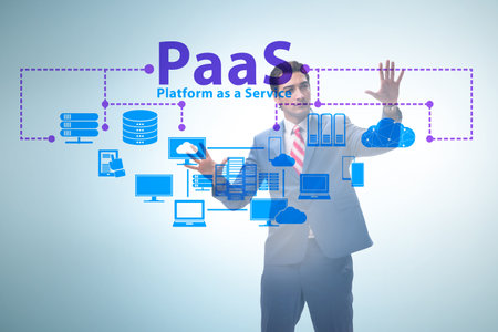Businessman in platform as a service conceptの写真素材
