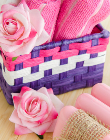 Healthy lifestyle concept with aromatic soapsの写真素材