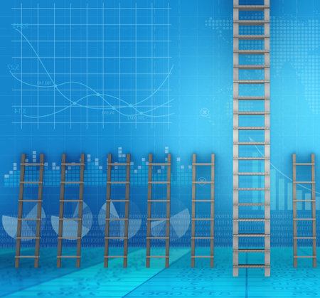 Different ladders in career progression concept - 3d renderingの写真素材