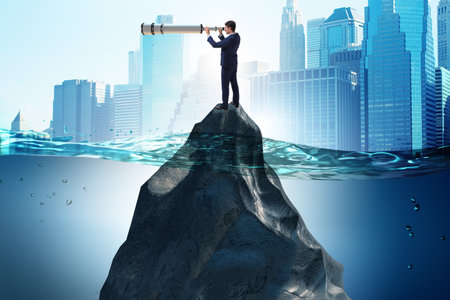 Businessman in forecasting and business planning conceptの写真素材