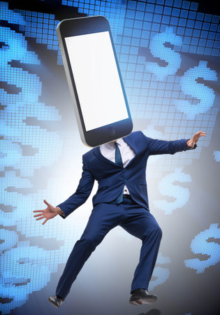 Mobile phone zombie under the influence of smartphoneの写真素材