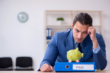 Young male employee in budget planning conceptの写真素材