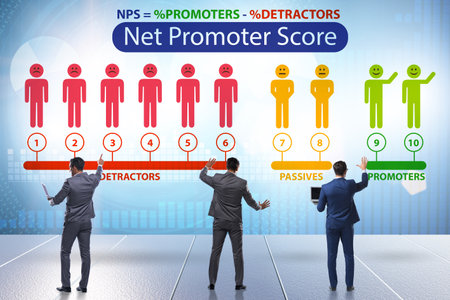 Net Promoter Score NPS concept with businessmanの写真素材