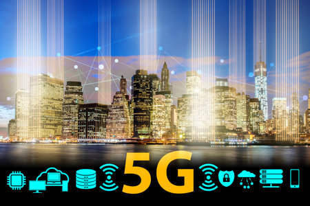 Concept of 5g networks in large citiesの写真素材