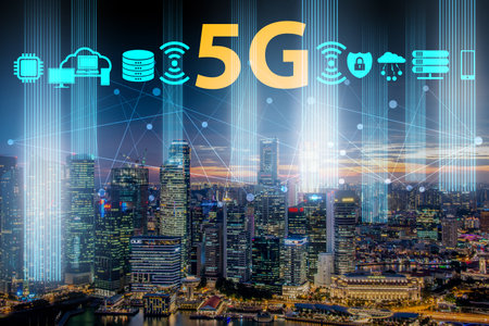 Concept of 5g networks in large citiesの写真素材