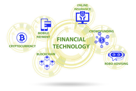 Financial technology concept illustration with key elementsの写真素材
