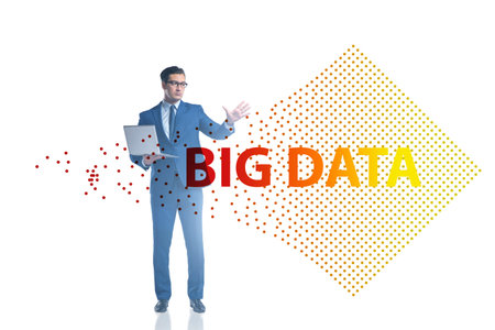 Concept of big data and data mining with businessmanの写真素材