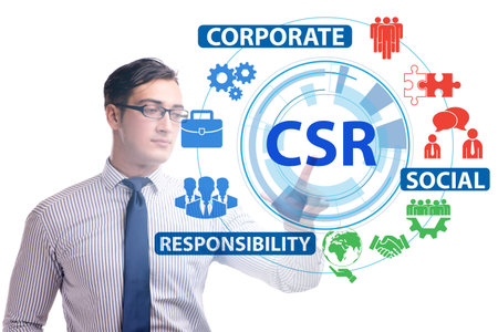 Concept of CSR - corporate social responsibility with businessmaの写真素材