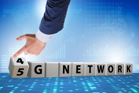 Businessman in transition from 4G to 5G