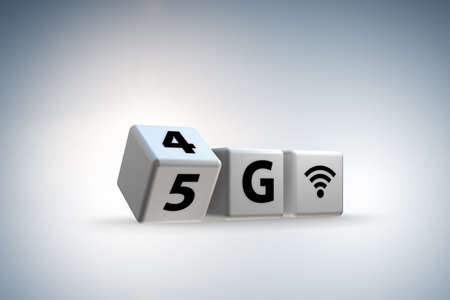 Transition from 4g network to 5g - 3d renderingの写真素材