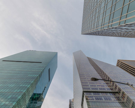 New York skyscrapers vew from street level