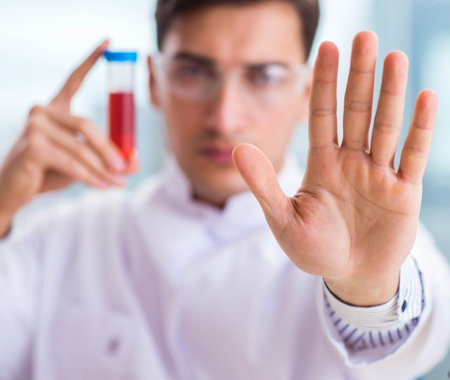 Male chemist working in labの写真素材