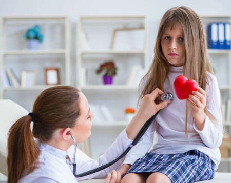 Female doctor pediatrician checking girlの写真素材