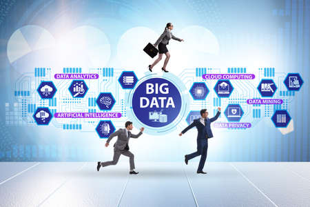 Big data concept illustraion in modern computing with businessme