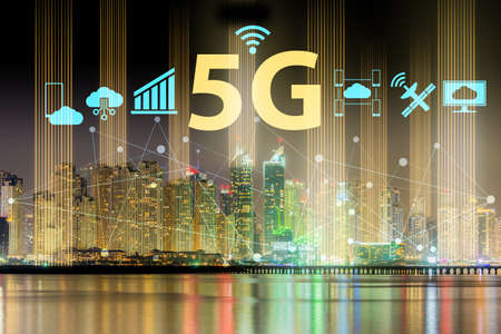 Concept of 5g networks in large citiesの写真素材