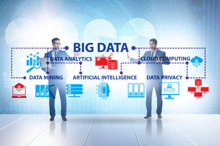 Big data concept illustraion in modern computing with businessmaの写真素材