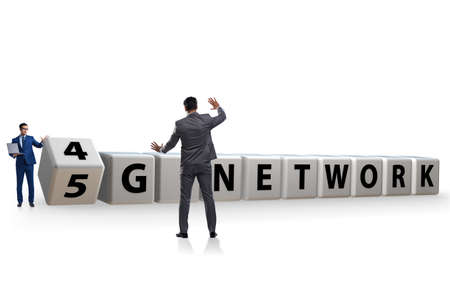 Businessman in transition from 4G to 5G