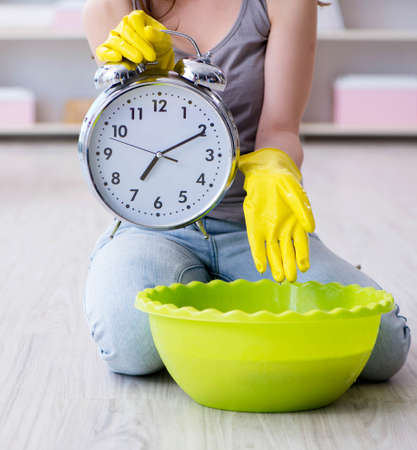 Woman doing cleaning at homeの写真素材