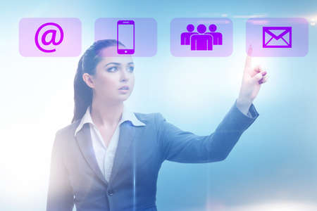 Businesswoman pressing in communication concept