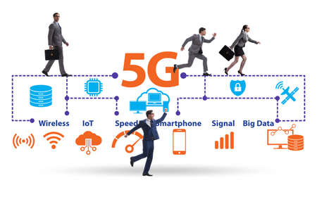 Concept of 5g fast networks with business peopleの写真素材