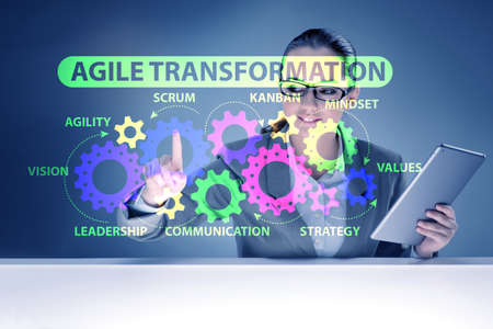Businesswoman in agile transformation conceptの写真素材