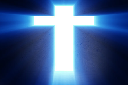 Religious concept with cross against skyの写真素材