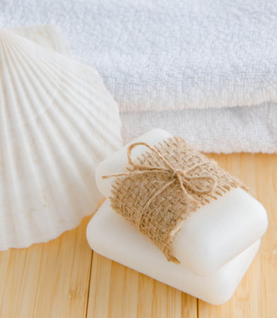 Healthy lifestyle concept with aromatic soapsの写真素材