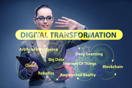 Businessman in digital transformation conceptの写真素材