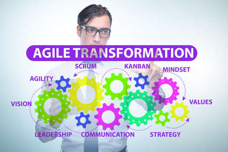 Businessman in agile transformation conceptの写真素材