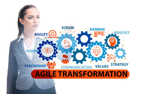 Businesswoman in agile transformation conceptの写真素材