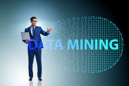 Concept of big data and data mining with businessmanの写真素材