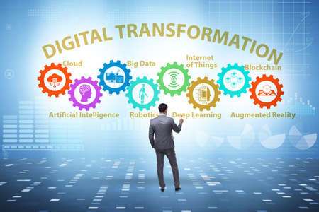 Concept of digital transformation with businessmanの写真素材