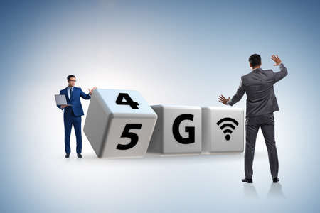 Businessman in transition from 4G to 5G